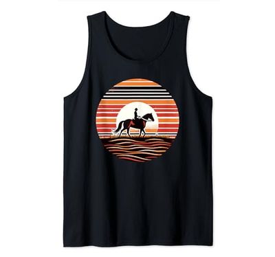 Retro Sunset Horse Riding Horseback Riding Equestrian Horses Canotta