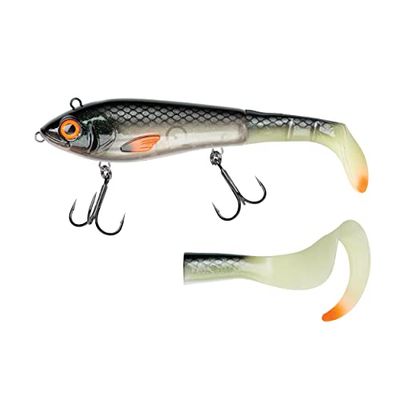 Abu Garcia Svartzonker McHybrid Hybrid Esca da pesca - Design ibrido morbido e duro per la pesca al luccio, al pesce persico e alla trota in acqua dolce e salata, dipinto a mano, Glow Shad 16.5 cm