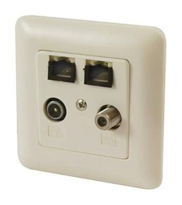 Antenne encastrée pour TV, FM, Sat et TLF, conçue pour recevoir des signaux et connecter des appareils multimédias de manière Efficace, idéale pour Profiter d'une Meilleure expérience audiovisuelle.