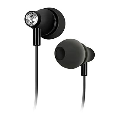 SBS in-ear hoofdtelefoon met kabel - hoofdtelefoon met microfoon en rubberen pads - hoofdtelefoon in zwart voor smartphone, mobiele telefoon en PC - draadloze hoofdtelefoon