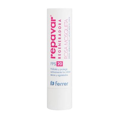 Repavar - Bálsamo Labial - Rosa Mosqueta y Protección Solar SPF 20 - Protector Labial Intensivo Regenerador - Hidrata, Protege y Repara la Nariz y los Labios - Apto para Niños y Adultos - 4g