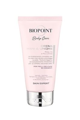 Biopoint - Crema Mani & Unghie, Arricchita con Fico D'India e Rosa, Idrata e Protegge, ad Assorbimento immediato, Crema mani per Pelli Delicate, 75ml