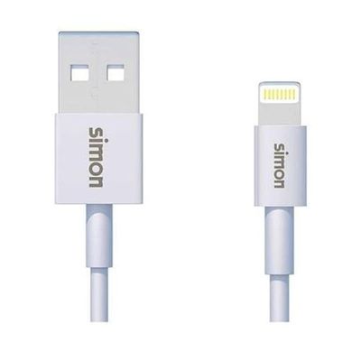 SIMON MU100101 - Cable Lightning (USB B, 1 m), color blanco
