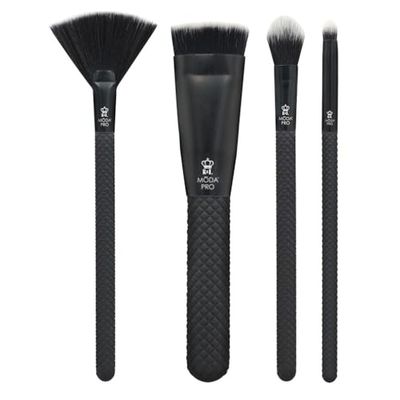 Moda Pro Iconic Glow - Set di pennelli da trucco, 4 pezzi, colore: nero