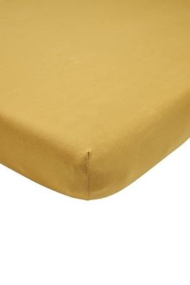 Meyco Home Basic Jersey Uni underlakan dubbelsäng (underlakan med mjuk jerseykvalitet, perfekt passform tack vare elastisk dragsko runt om, mått: 180 x 210/220 cm), Honey Gold