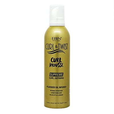 Curl & Twist Supreme Curl Defining Mousse 12.49 fl oz/354 ml – Flaxseed & Coconut Oil Infused Vitamin E Prevents Dryness Restores Vibrancy and Adds Shine to Curls Enhances Definition and Manageability