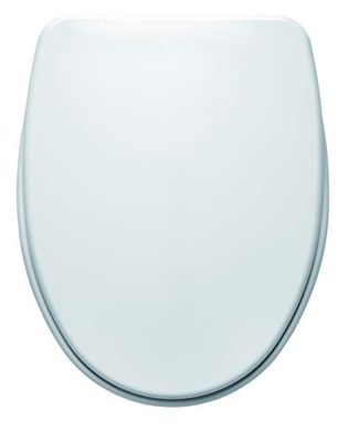 Gala Nila G5138201 deska sedesowa z zestawem do mocowania i zawiasami ze stali nierdzewnej, kształt litery D, biała, wymiary: 37,4 x 4,8 x 47,4 cm