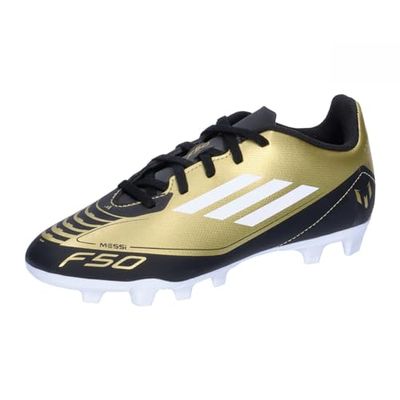 adidas F50 Club Messi Football Boots Flexible Ground, Scarpe Unisex-Adulto, Gold/Footwear White/Carbon Black, 37 1/3 EU