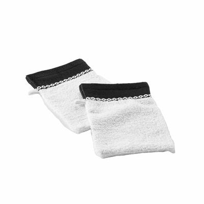 douceur d'intérieur, 2 Gants de Toilette (15 x 21 cm) Majesty Blanc, Eponge