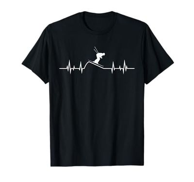 sciatore battito cardiaco impulso montagne sci sport sci sci Maglietta