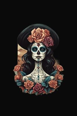 Notebook: Unlined - Medium (8.5 x 11 inches) - 110 Pages - Black Sugar Skull Cover