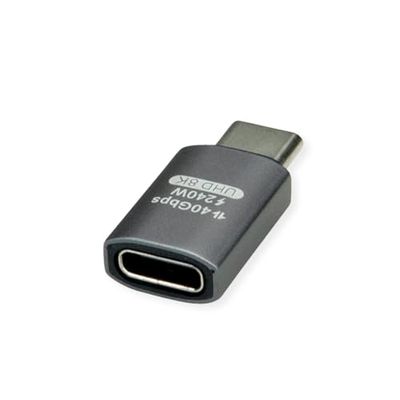 ROLINE USB4 Gen 3x2 Type C ST/BU Adapter Aluminium recht zilver