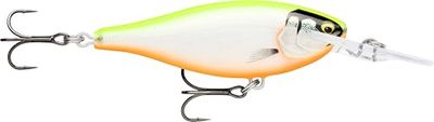 Rapala, Shad Rap Elite, sprzęt wędkarski, konstrukcja balsa bez ołowiu, pływająca słodka woda, głębokość pływania 2,7m, 5,5 cm/7g, Made in Estonia, Gilded Chartreuse Orange Belly