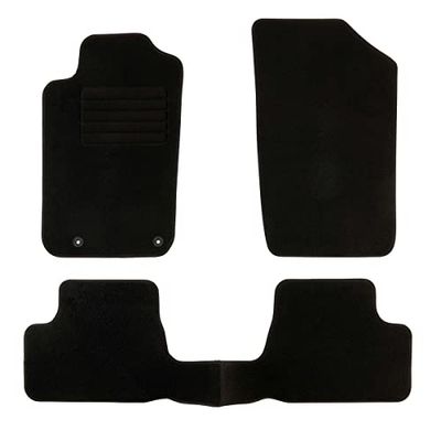 DBS 1763178 Tapetes de carro - personalizados - tapetes de carro - 3 unidades. - Antiderrapante - Moqueta em preto 900 g/m² - Aparência de veludo - modelo Star