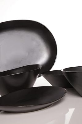 Cosy & Trendy 177038C Piatto VONGOLA Nero, 28cm x 25.5cm, Confezioni da 4