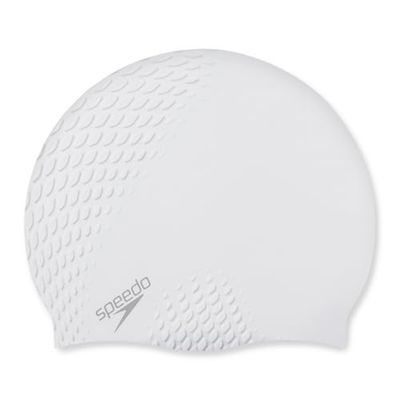 Speedo Unisex Bubble Active+ SwiMing keps, texturerad design, vit, en storlek