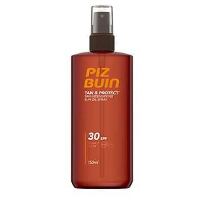 Piz Buin Tan & Protect Protetor solar acelerador de bronzeado, óleo em spray SPF 30, alta proteção - 150 ml