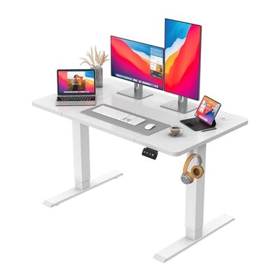 JUMMICO Bureau électrique réglable en Hauteur avec Fonction mémoire - 120 x 60 cm - Blanc