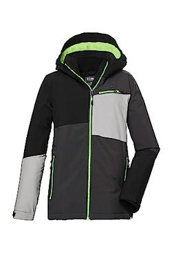 killtec Ragazzi Giacca funzionale con cappuccio e paraneve/giacca outdoor impermeabile KOW 161 BYS JCKT, anthracite, 140, 40917-000