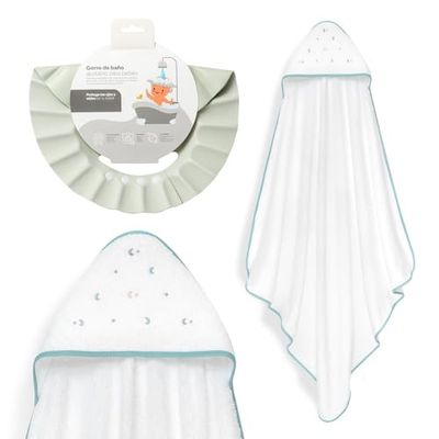 Interbaby - Mantello da bagno per bambini + berretto regolabile | Asciugamano con cappuccio 100% cotone, unisex, morbido, asciugatura rapida, ideale per neonati, neonati e bambini piccoli, motivo