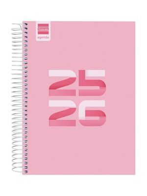 Finocam - Agenda Cool Curso 2025 2026 1 Día Página Septiembre 2025 - Junio 2026 (curso lectivo) + Julio y Agosto resumidos Rosa Español