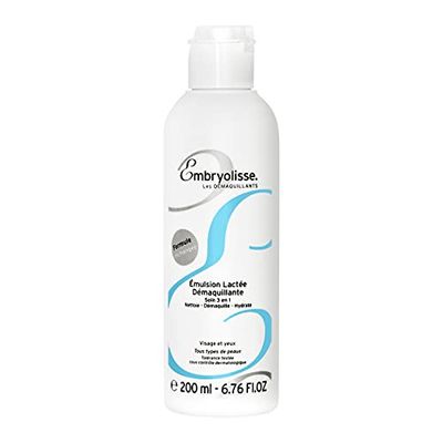 Embryolisse Milky Make-Up Remover Emulsion, 200ml, Natural Cleansing Milk Lotion and Makeup Remover for Face and Eyes Gives Soft and Moisturised Skin, Suitable for All Skin Types (Pack of 1)