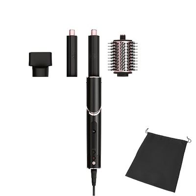 Shark FlexStyle Secador de pelo y moldeador, 3 en 1, rizadores automáticos, cepillo redondo, concentrador, sin daño por calor, en negro y rosa dorado, HD424EU