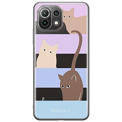 ERT GROUP mobiltelefonfodral för Xiaomi 11 LITE 4G/5G originalt och officiellt licensierat Babaco mönster Cats 014, gedeeltelijk transparant