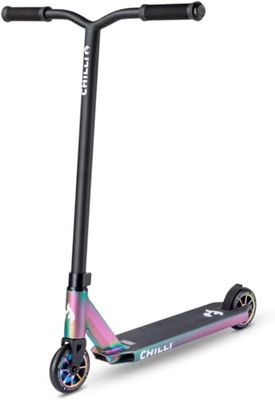 Chilli Pro Scooter Rocky | High-End Stunt Scooter | Der perfekte Einsteiger Stunt Scooter | Gesamthöhe Vo 82 cm | 110 mm PU Räder mit ABEC 9 Bearings | Matt Neochrome