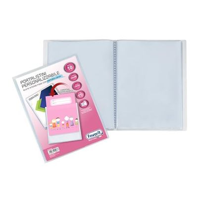 Favorit, Carpetas personalizables, 10 sobres lisos, bolsillo frontal, 22 x 30 cm, transparente