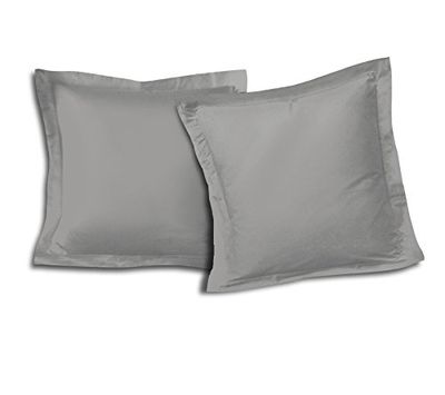 Home Linge Passion - Conjunto de 2 capas quadradas 100% algodão, cinzento claro, 63 x 63 cm