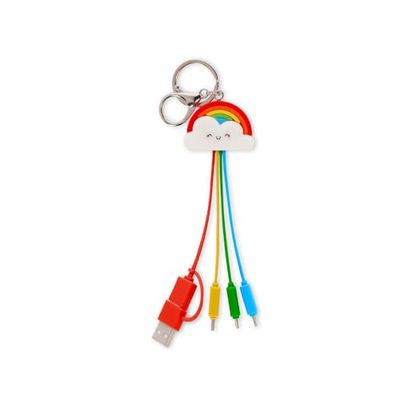Legami - Cable de carga múltiple Link Up, tema Rainbow, con llavero, 4 cables de carga, USB, Tipo-C, Micro-USB, Lightning, con adaptador USB tipo C, cable recubierto de TPE