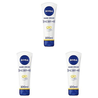 NIVEA 3in1 Q10 Anti-Age Care Hand Cream (100ml), Moisturising Hand Cream Reduces the Appearance of Wrinkles with Q10 and UV Filters, NIVEA Hand Cream for 24 Hour Moisture (Pack of 3)