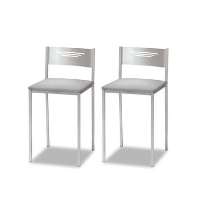 ASTIMESA Tabouret de cuisine avec dossier en similicuir gris, hauteur d'assise 45 cm (TABCRGR), 1 unité