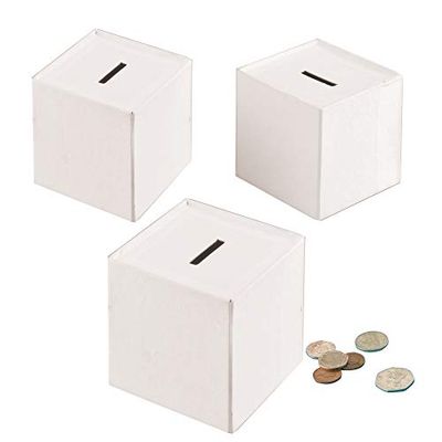 Baker Ross Tirelires en Forme de Cube à décorer (Paquet de 3) - Loisirs créatifs pour Enfants, Blanc