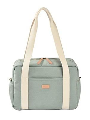 BÉABA, Baby Langerväska, flera fack, 10 fickor, bagagehållare, axelrem, termisk ficka, lagermadrass, vattenavvisande, 16L kapacitet, Parisväska, salviagrön