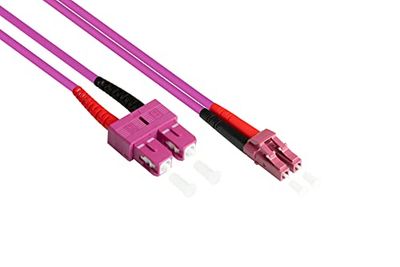 Good Connections LWL Duplex Patch Cable LC to SC Multimode 50/125 Inch Fibre Optic pink OM4 - Violett/Pink 1 m
