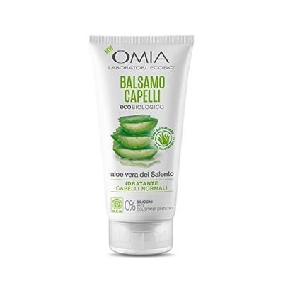 Omia, Balsamo Capelli Eco Bio con Aloe Vera del Salento, Per Capelli Normali, Idratante ed Equilibrante, Adatto ad un Uso Frequente, Senza Siliconi, Dermatologicamente Testato - Flacone da 180 ml