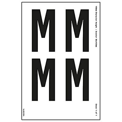 V Safety One Letter Sheet - M - 18mm Character Height - 300x200mm - Self Adhesive Vinyl