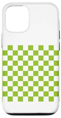 Coque pour iPhone 13 Carreaux vert citron blanc damier