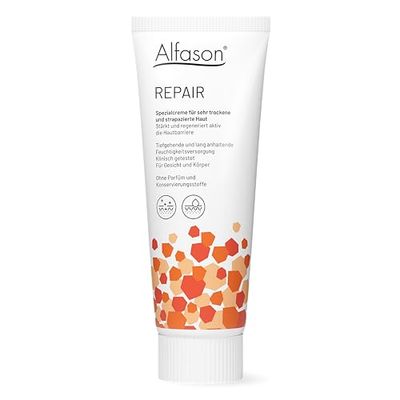 Alfason Repair – Den speciella krämen för mycket torr och stressad hud, fungerar trippel för att skydda och återuppbygga en störd hudbarriär, 100 g