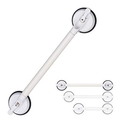 Relaxdays handgreep met zuignap, 67-79.5 cm, verstelbaar, 70 kg, badgreep voor senioren, wandbeugel badkamer, wit