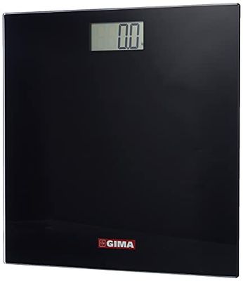 Gima - Elektronische personenweegschaal, badkamerweegschaal met stavlak van gehard glas 6 mm, kleur zwart.