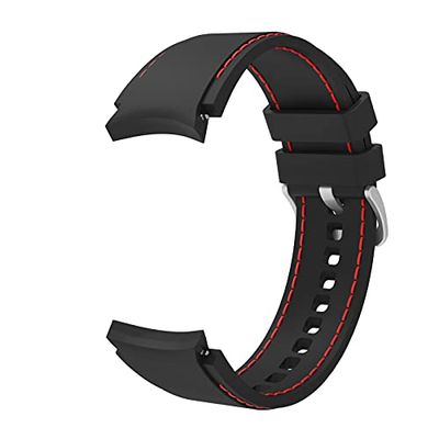 System-S Armband flexibelt av silikon 20 mm för Samsung Galaxy Watch 4 Smartwatch svart, svart-röd, Eine Grösse, Klassisk