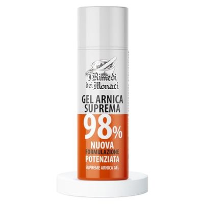 Gel Arnica Suprema 98 100 ml con Arnica, Artiglio del Diavolo, Menta e Lavanda per Massaggi Locali, Arnica per Cavalli Uso Umano per Massaggi Muscolari 100% BIO e Made in Italy - I Rimedi dei Monaci