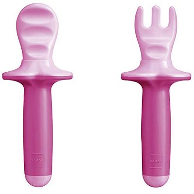 Mam Dipper Set, Service de couverts avec fourchette et cuillère 6 mois Rose