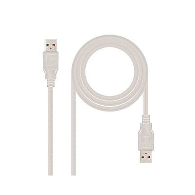 Nanocable 2.0, Type A/M-A/M, 3.0 m - Câble USB (type A/M-A/M, 3.0 m, 3 m, USB A, USB A, 2.0, Beige)