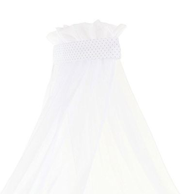 babybay Ciel de lit piqué avec Bande Compatible avec Les modèles Midi, Original, Maxi, Boxspring et Comfort Plus, Pois Blancs Gris Perle