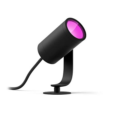 Philips Hue White and Color Kit Base Lily Faretto da Esterno LED Smart, 8 W, Nero, Alimentatore Incluso