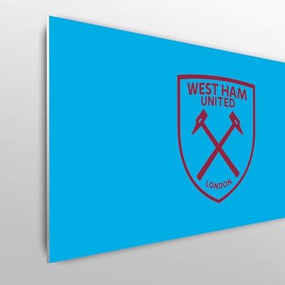 Licensed Décor West Ham United FC - Testiera per letto matrimoniale, 150 cm (larghezza) x 75 cm (altezza), stemma Claret su blu, prodotto con licenza ufficiale